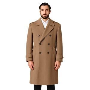 Vintage The American Male Wool Military-Style Overcoat Double-Breasted Size 46